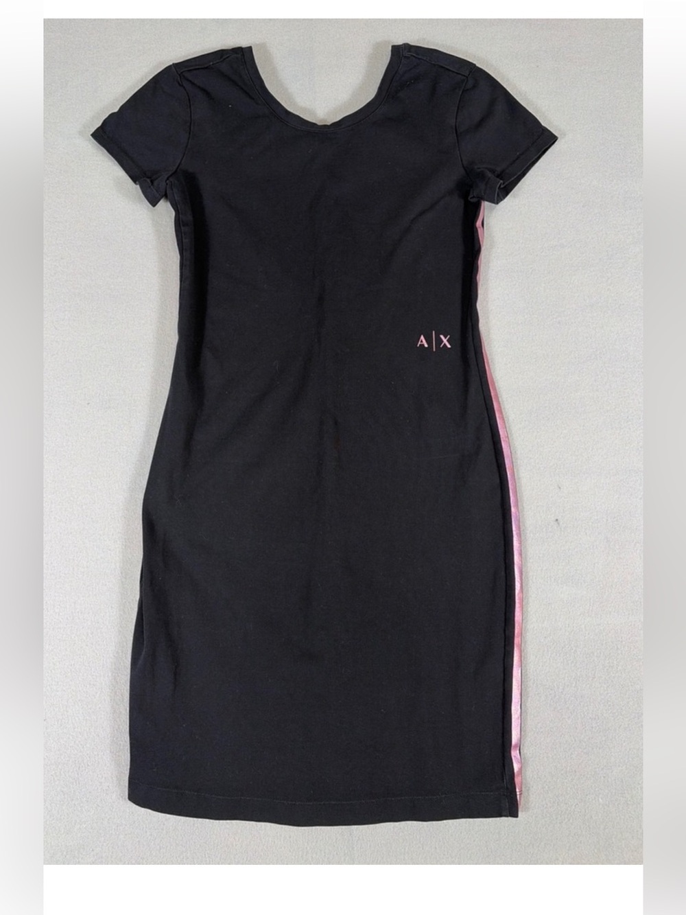 Armani Exchange Black Tee Dress with Pink Side Panel